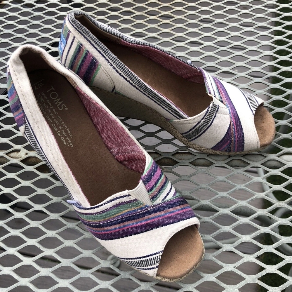 Tom’s Womens Summer Espadrilles Wedge Shoes size 7